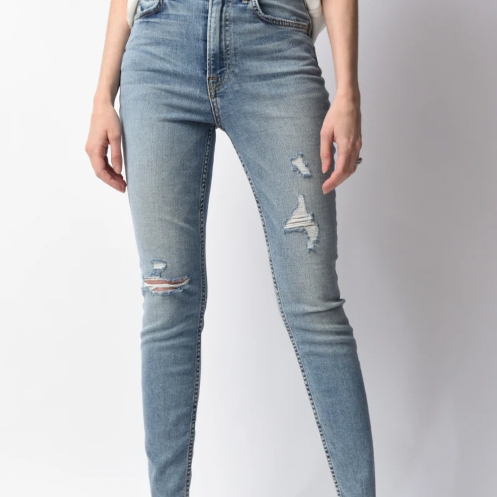 GRLFRND Women's Kendall High Rise Skinny Cigarette Light Denim Jeans Size 28